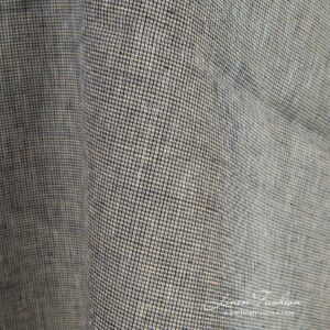 Linen fabric in yellow and black melange for clothes and home textile