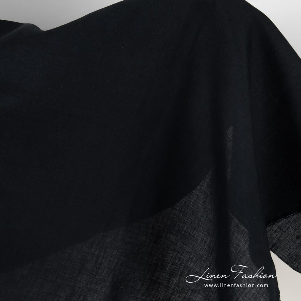 Dark blue linen fabric in stripes