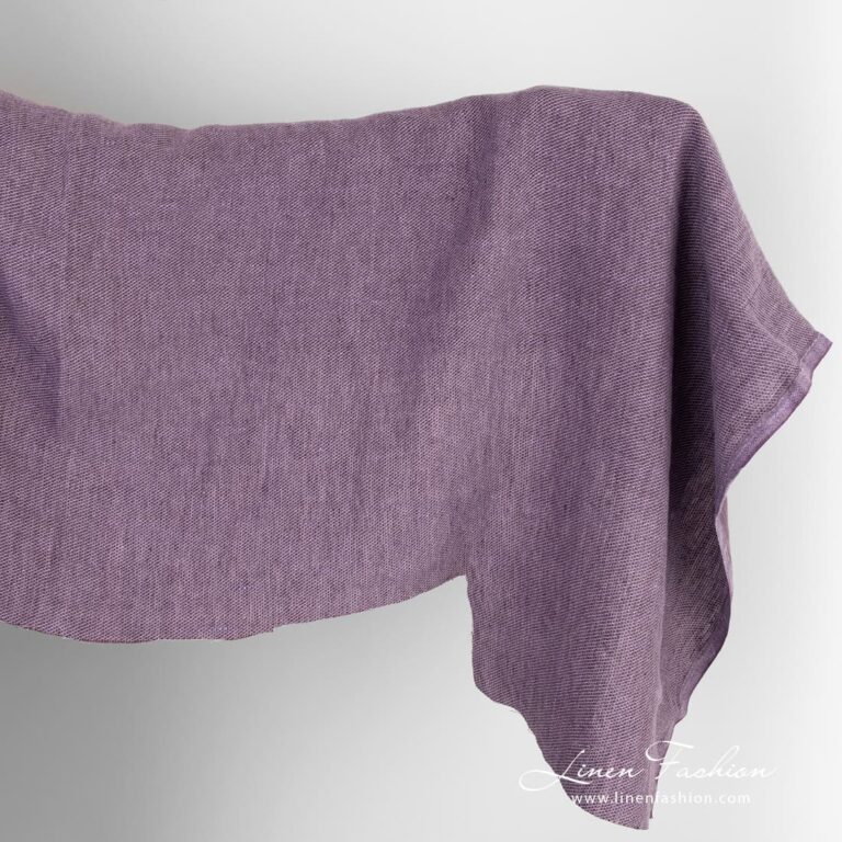 Violet linen fabric, washed