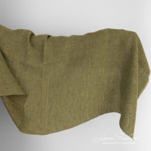 Green linen fabric, washed