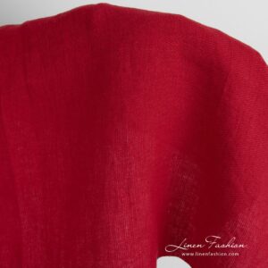 Red linen fabric in fine delicate design