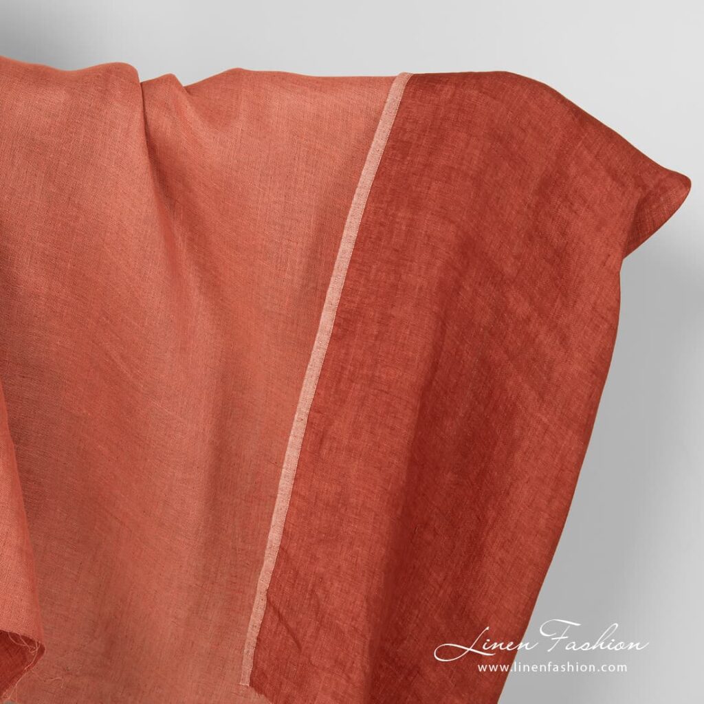 Red double sided linen fabric.