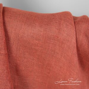 Red 100% linen fabric, double sided.