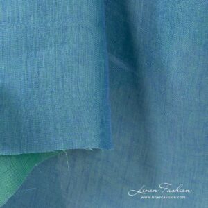 Blue-green dyed linen fabric.