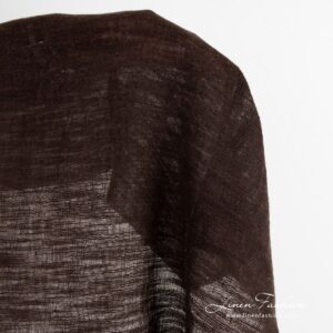 Dark brown linen cotton fabric, specially washed