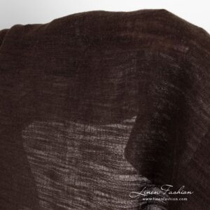 Dark brown linen cotton fabric, gauze