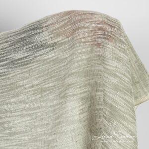 Linen cotton greenish fabric with stripes
