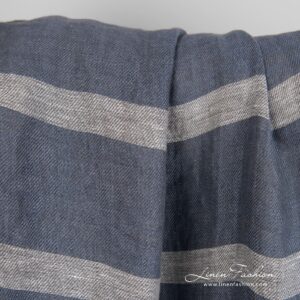 Linen fabric in grey stripes, perfect for clothes and home textile