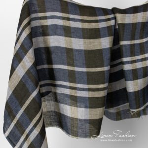 Blue checked linen fabric.