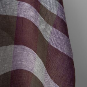 Linen fabric in violet and brown stripes, 180cm