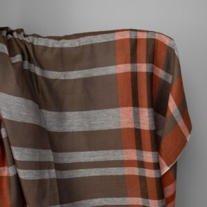 Linen fabric in orange and brown stripes
