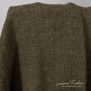 Linstoff i mosegrønn, vasket 10 Washed linen fabric in moss green.