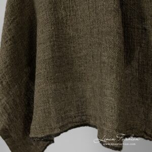 Linstoff i mosegrønn, vasket 12 100% linen fabric in moss green, washed.