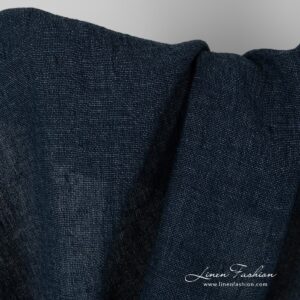 Washed navy blue linen fabric.