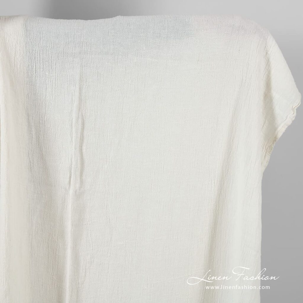 Linen fabric in off-white color