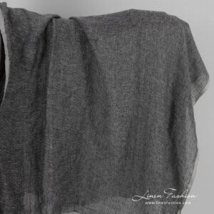 Lightweight black and white linen fabric