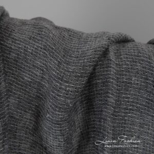 Lightweight black and white linen fabric, specially washed to increase softness