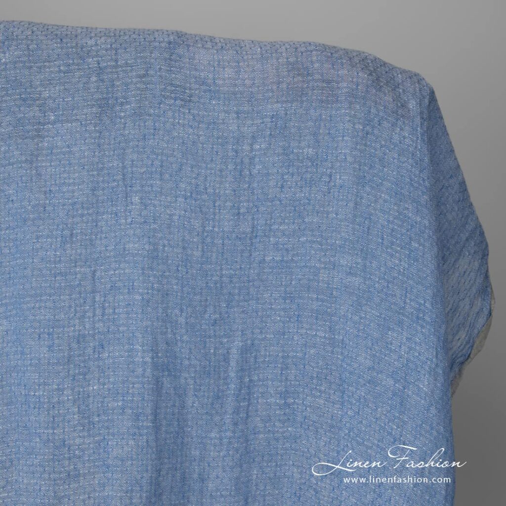 Lightweight washed linen fabric light blue colour