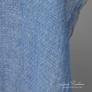 Lightweight washed linen fabric light blue colour edge