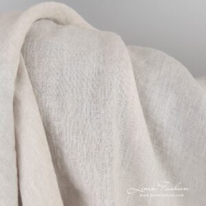 Light brown linen fabric, plain weave pattern