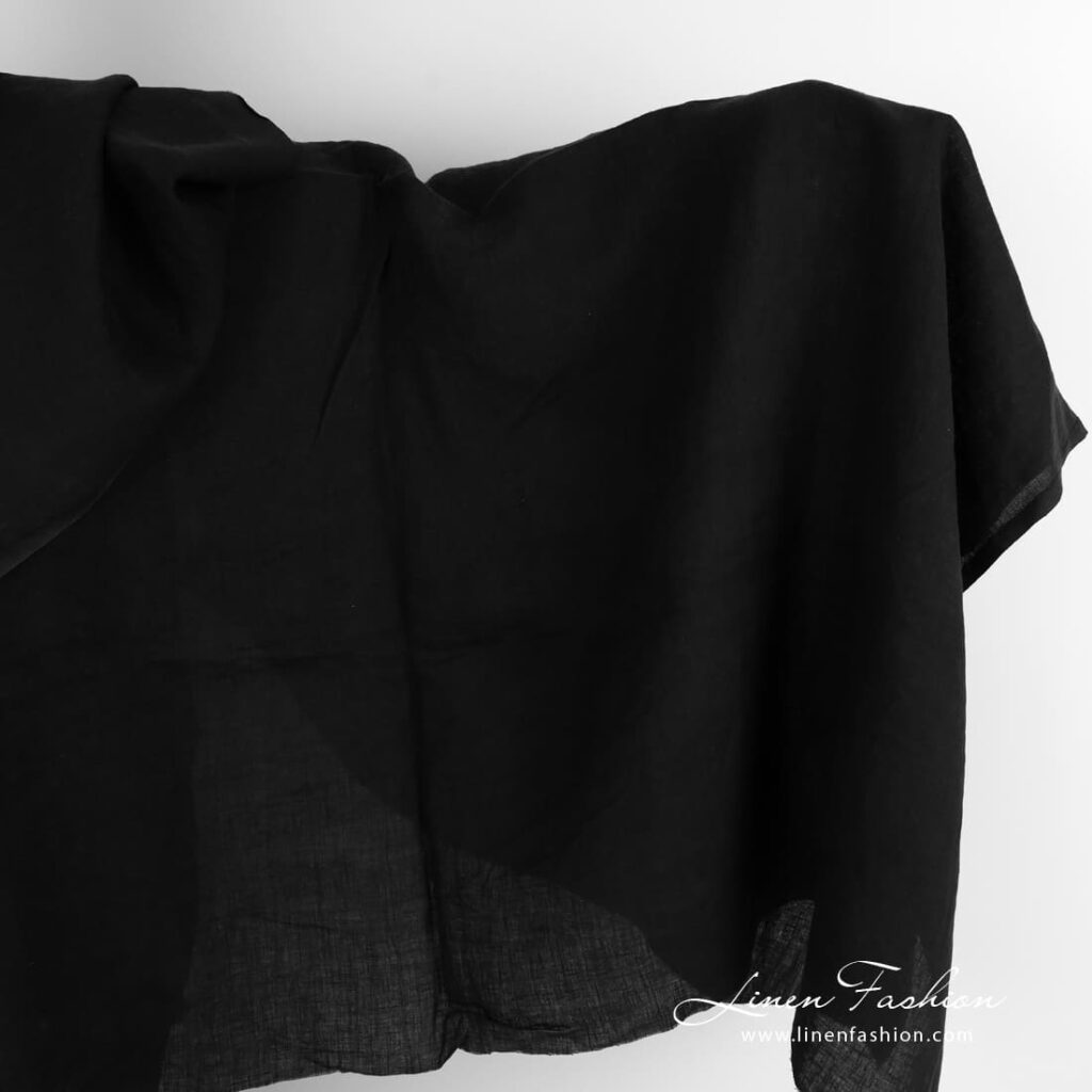 Black linen fabric, washed
