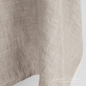 Beige linen fabric, patterned, specially washed