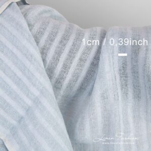 Blue linen fabric in stripes, specially washed