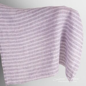 Violet linen fabric in checks