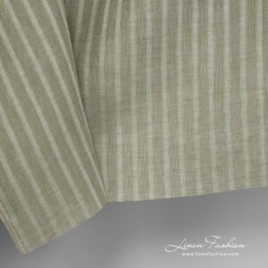 Striped green linen fabric.