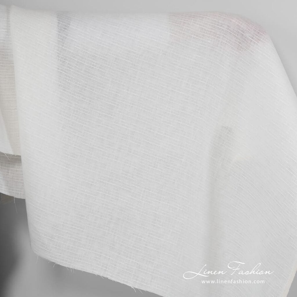 White(off-white) linen fabric.