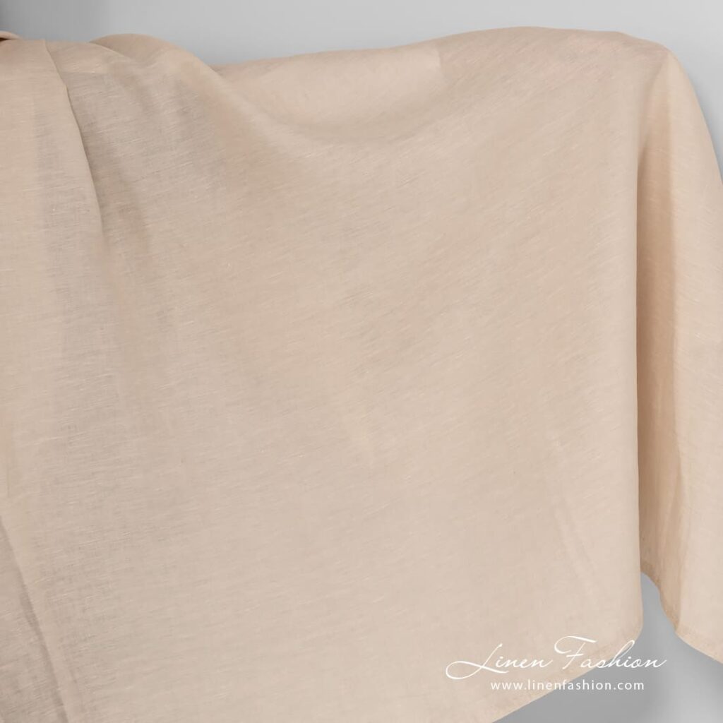 Cream melange linen fabric.