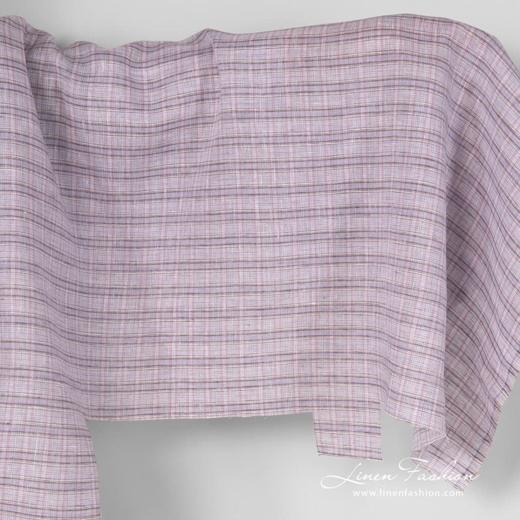 Linen fabric in lavender checks.