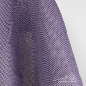 Purple dyed linen fabric in checks.