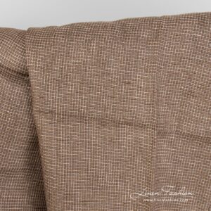 Brown linen fabric in waffle checks.