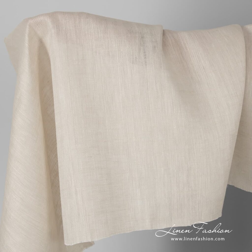 Patterned ecru color linen fabric.