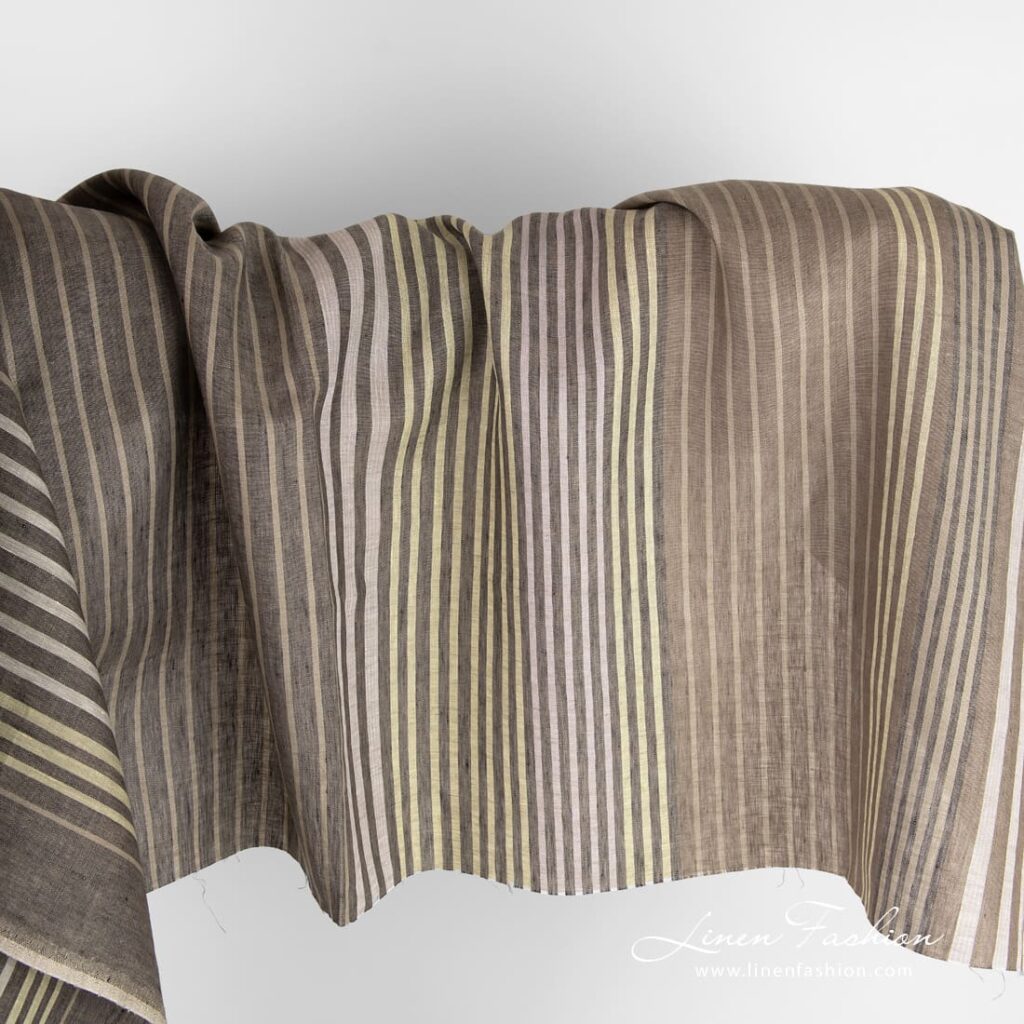 Linen fabric with colorful stripes