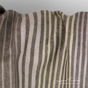 Linen fabric with colorful various width stripes