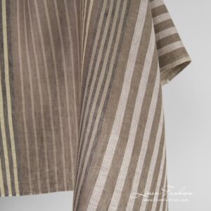 Linen fabric with colorful stripes ends