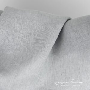 Grey linen fabric, plain weave pattern