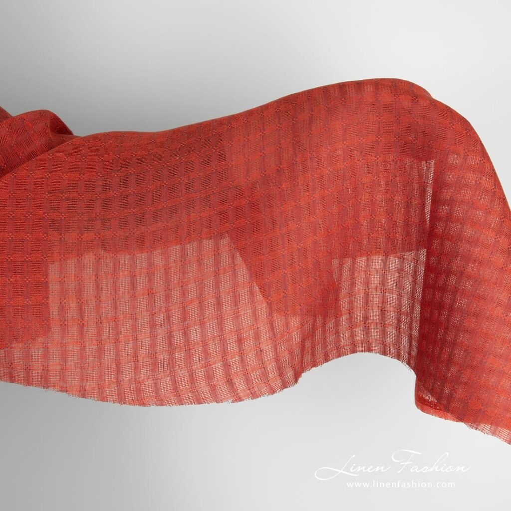 Red linen fabric