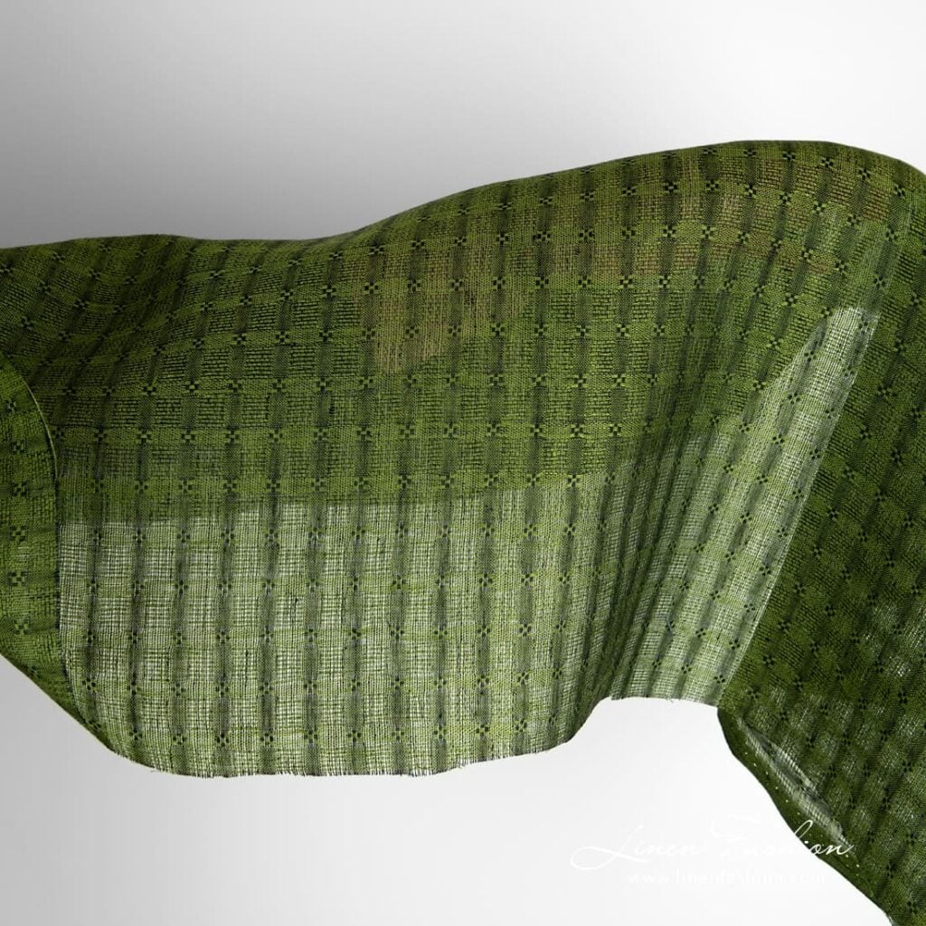Green linen fabric