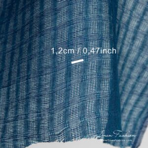 Blue linen fabric in checks