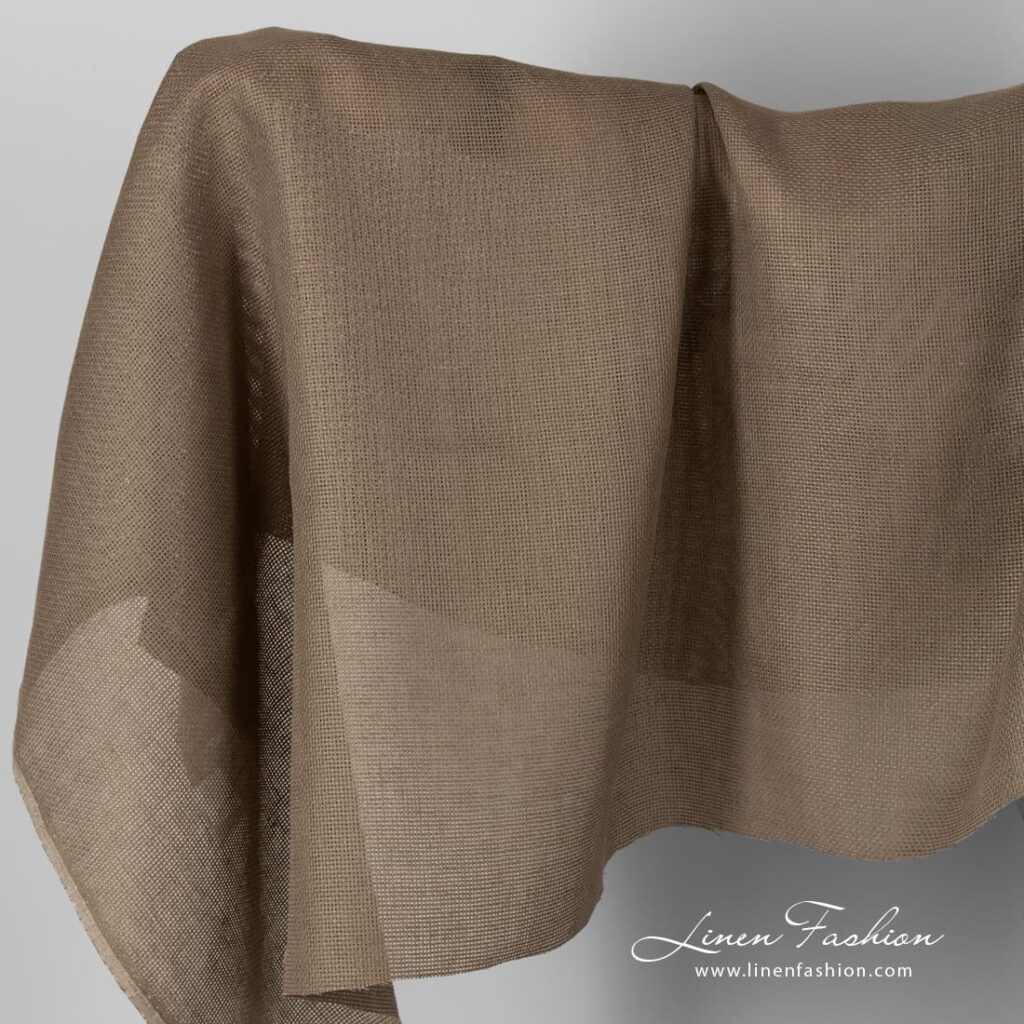 Linen fabric brownish grey canvas.