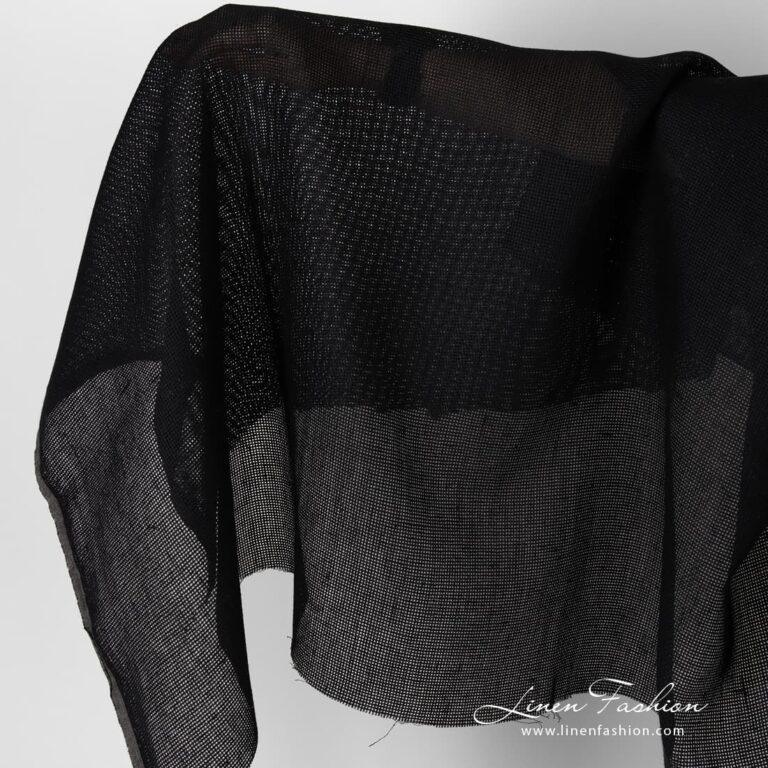 Linen fabric black canvas.