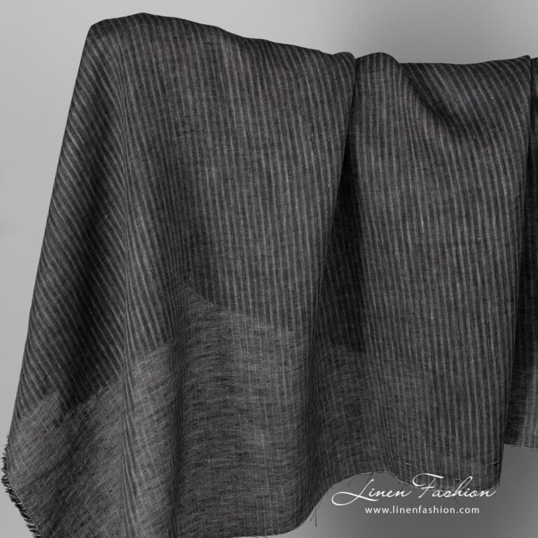 Linen fabric in black stripes.