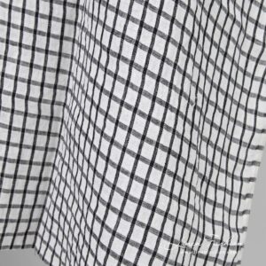 Linstoff i svarte og hvite ruter vasket 11 Linen fabric in checks, washed
