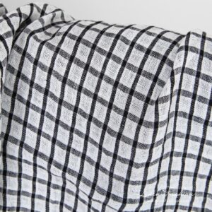 Linstoff i svarte og hvite ruter vasket 12 Linen fabric in checks, high quality