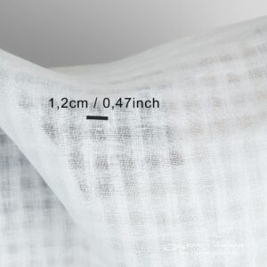 White linen fabric in checks