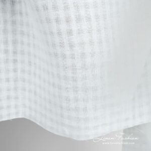 White linen fabric in transparent checks