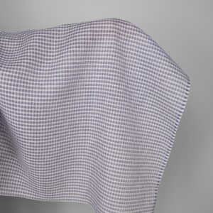 Linen fabric white and violet transparent checks